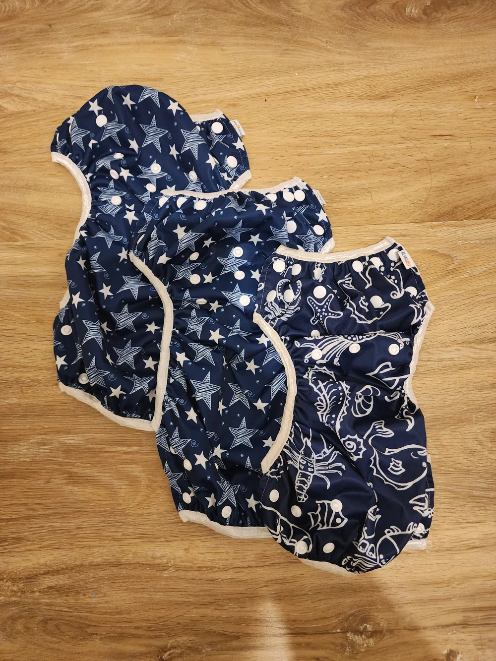 Reusable Kids Swim Diaper Cover - Navy Star & Sea Print